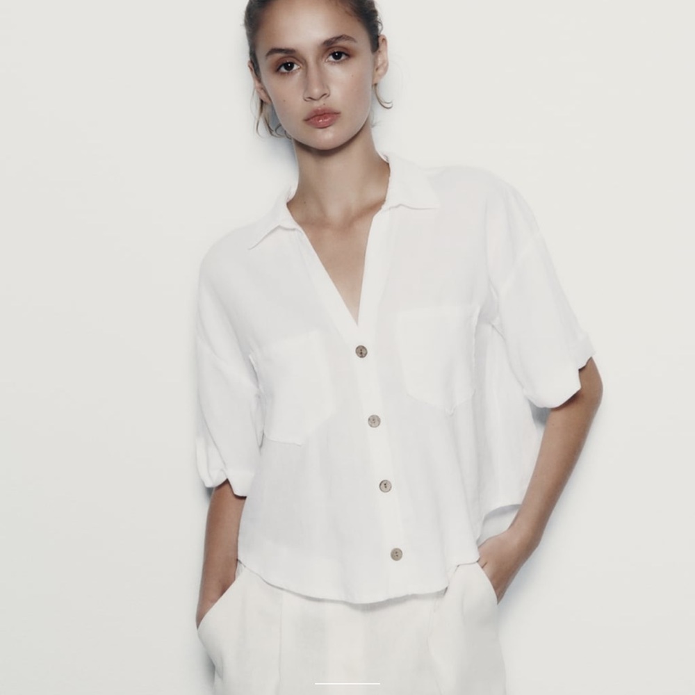 ZARA LINEN BLEND TOP